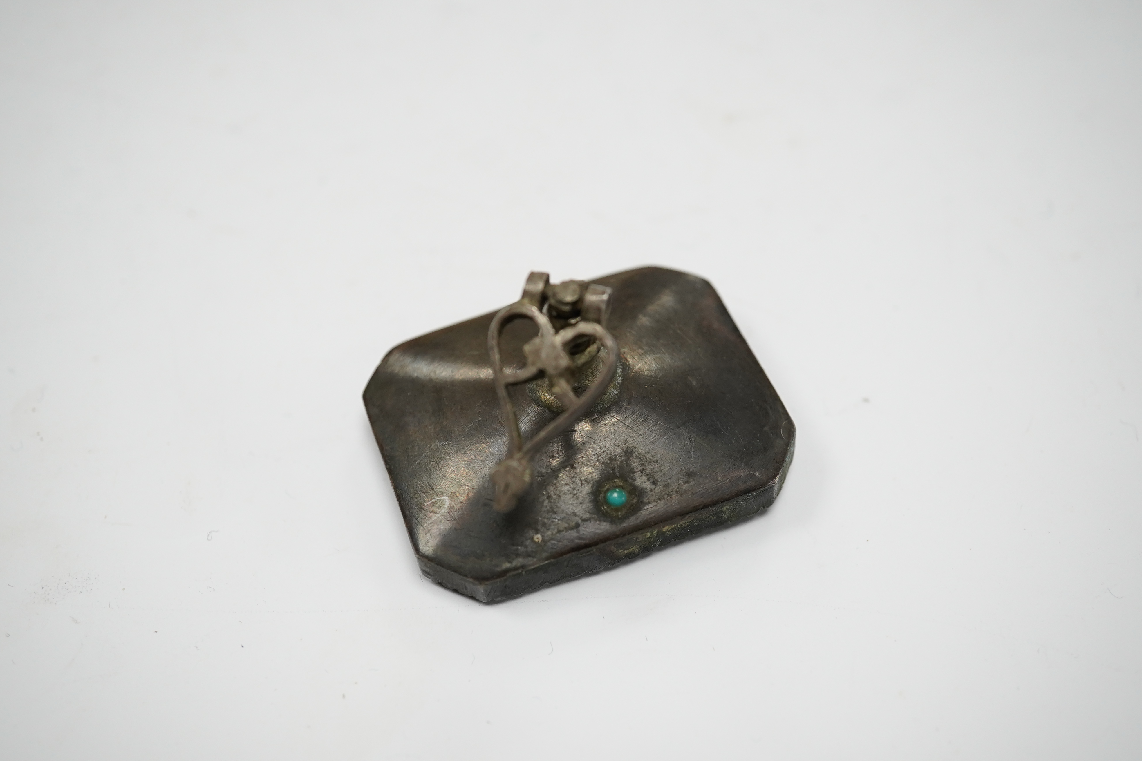 A 19th century Persian base metal fob seal, matrix 3.8 x 3cm. Condition - fair to good